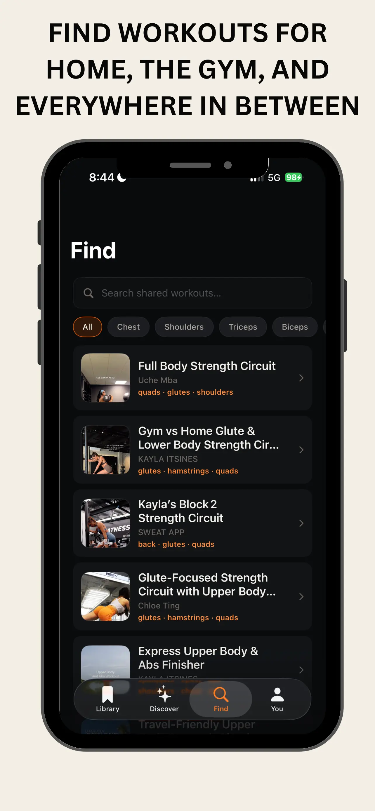 GymWiz Find tab for home and gym workouts from creators